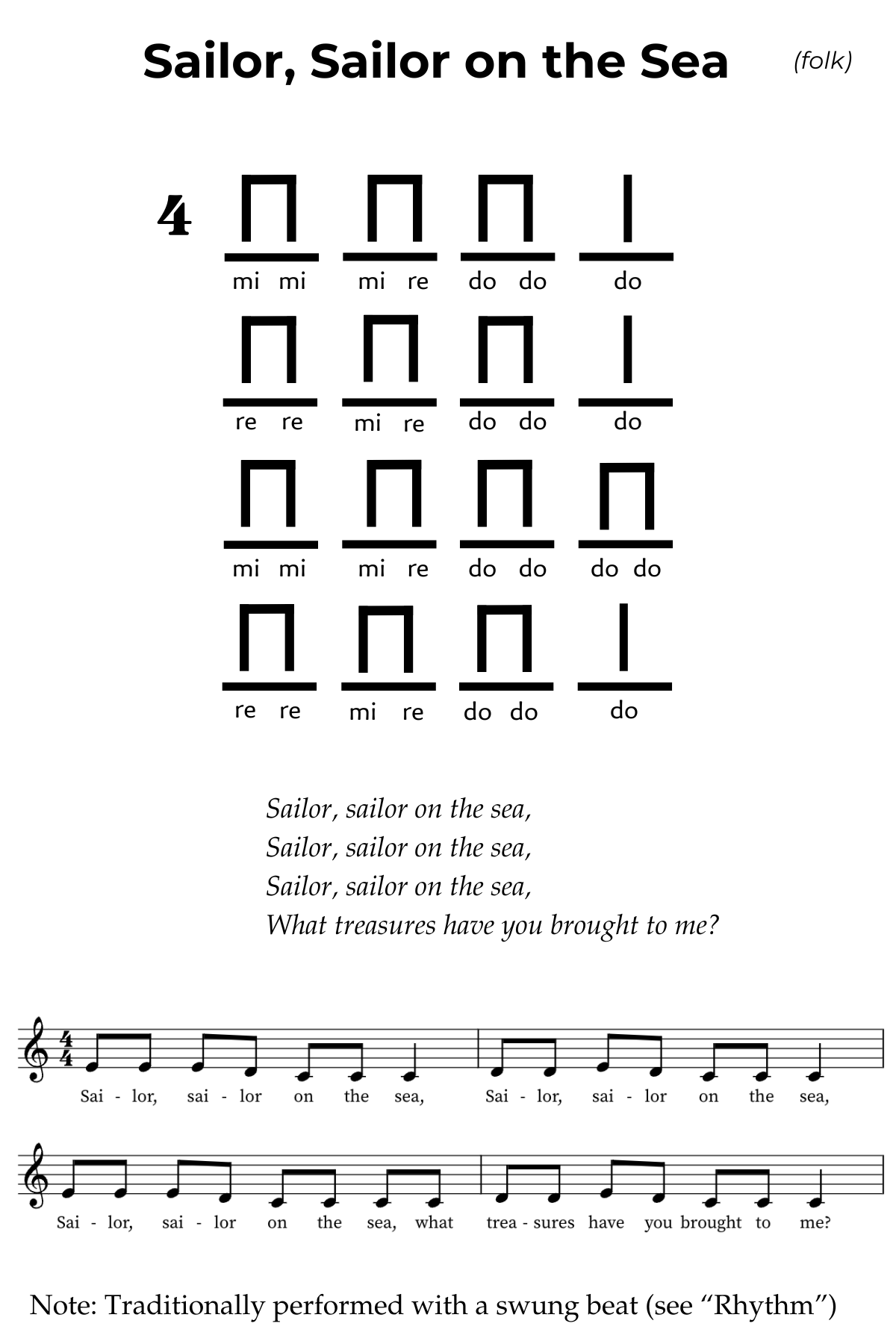 Sailor Sailor in do-re-mi solfa